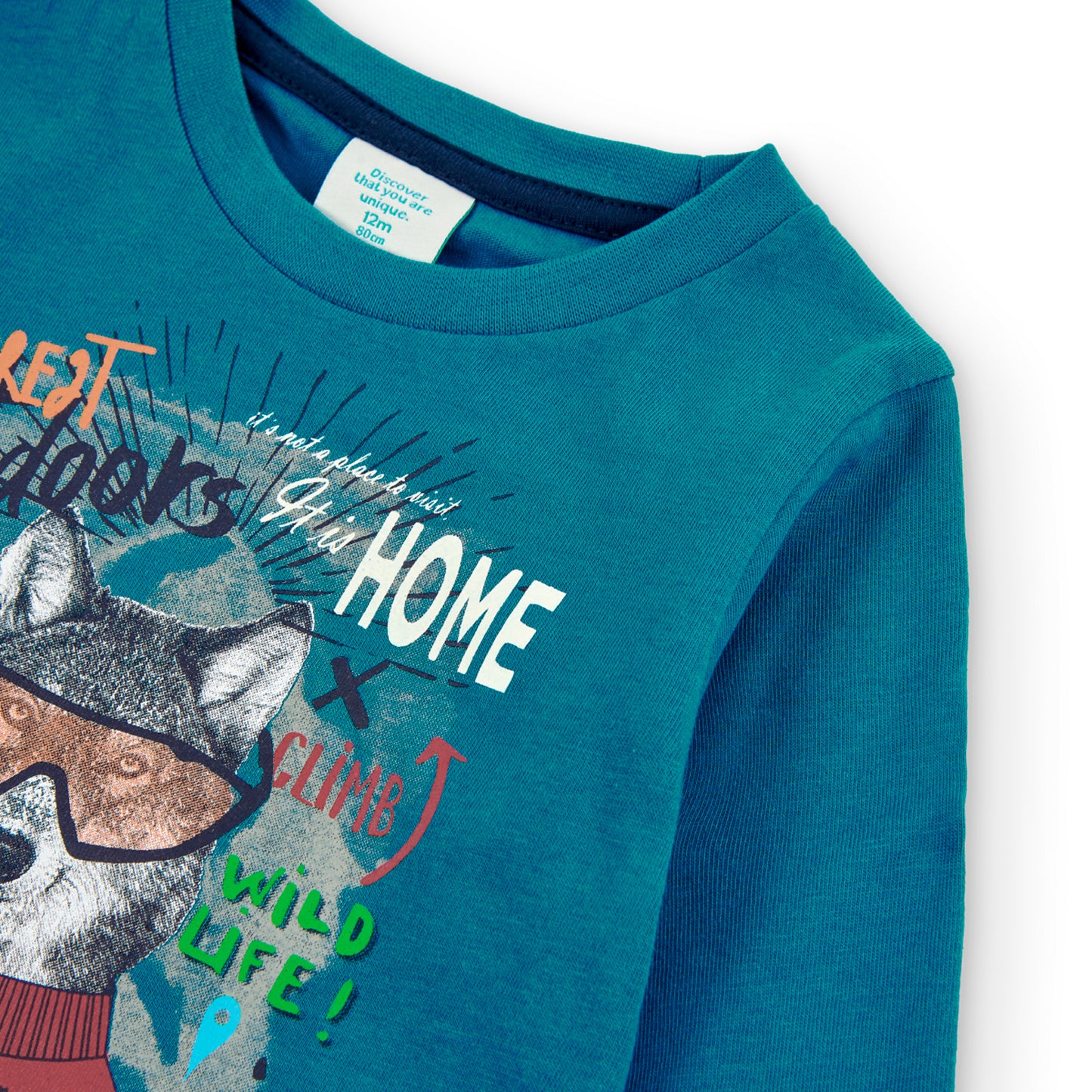 Playera azul lobo mini niño