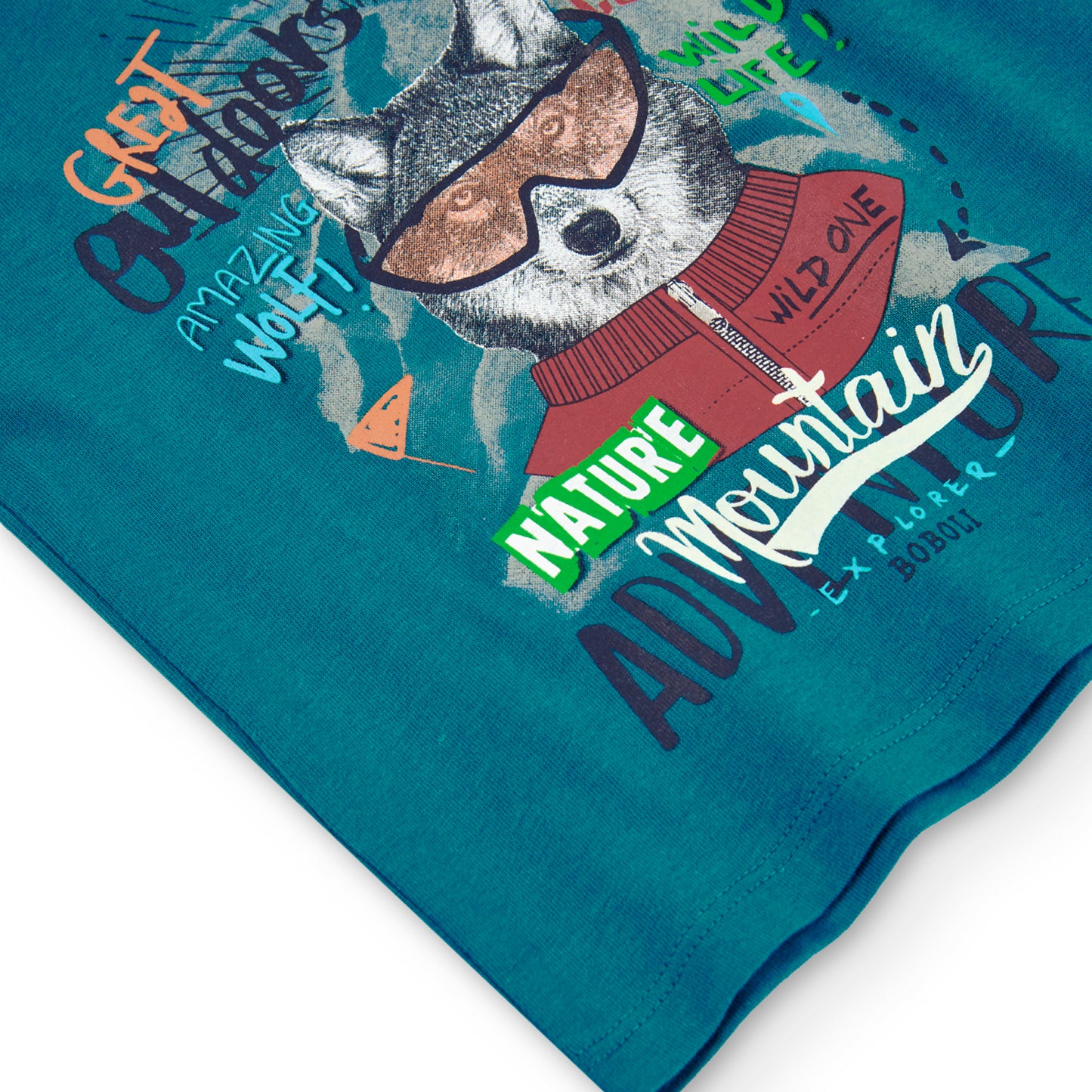 Playera azul lobo mini niño