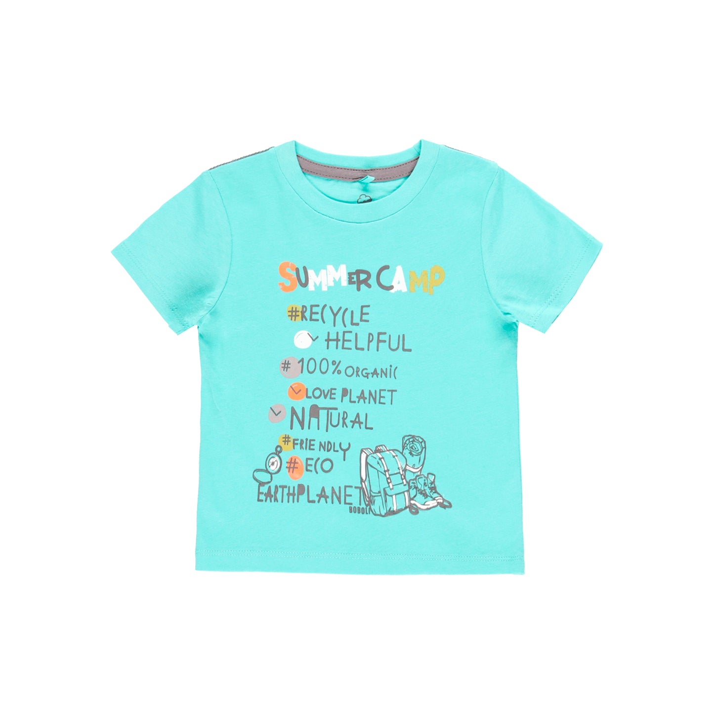 Playera manga corta azul laguna mini niño