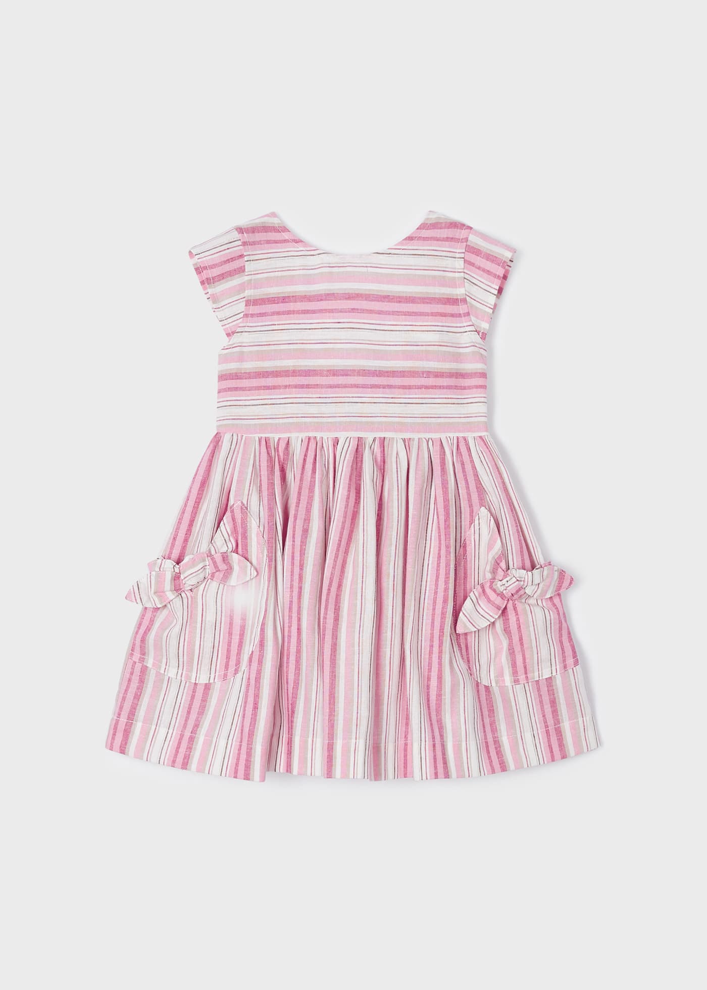 Vestido rosa estampado de lino para mini niña