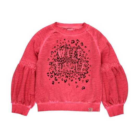 Sudadera felpa frambuesa niña jr