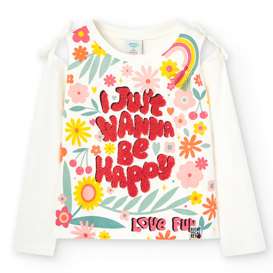 Blusa blanca manga larga Be Happy niña jr