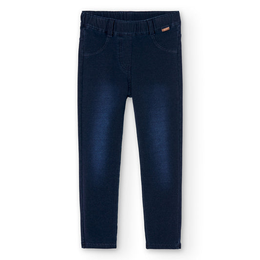 Pantalón felpa denim stretch azul marino niña jr