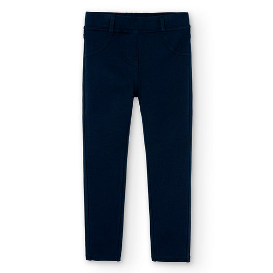 Pantalón azul marino de felpa stretch niña jr