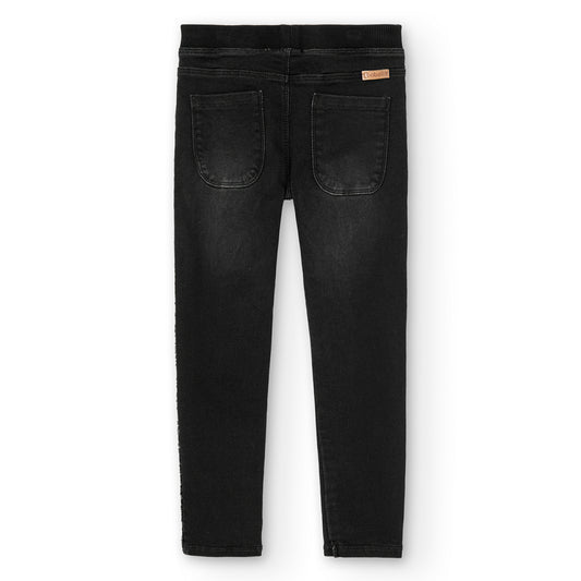 Pantalón negro denim stretch lentejuelas niña jr