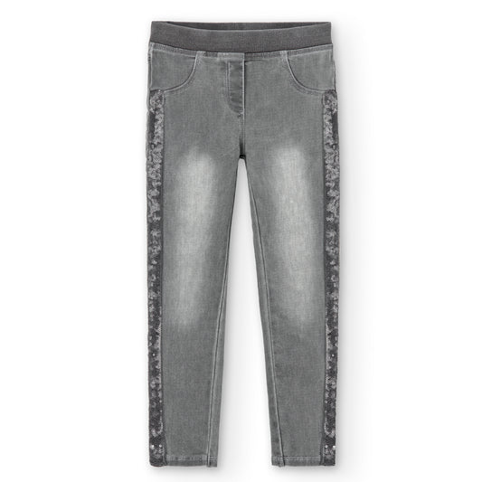 Pantalón gris denim stretch niña jr