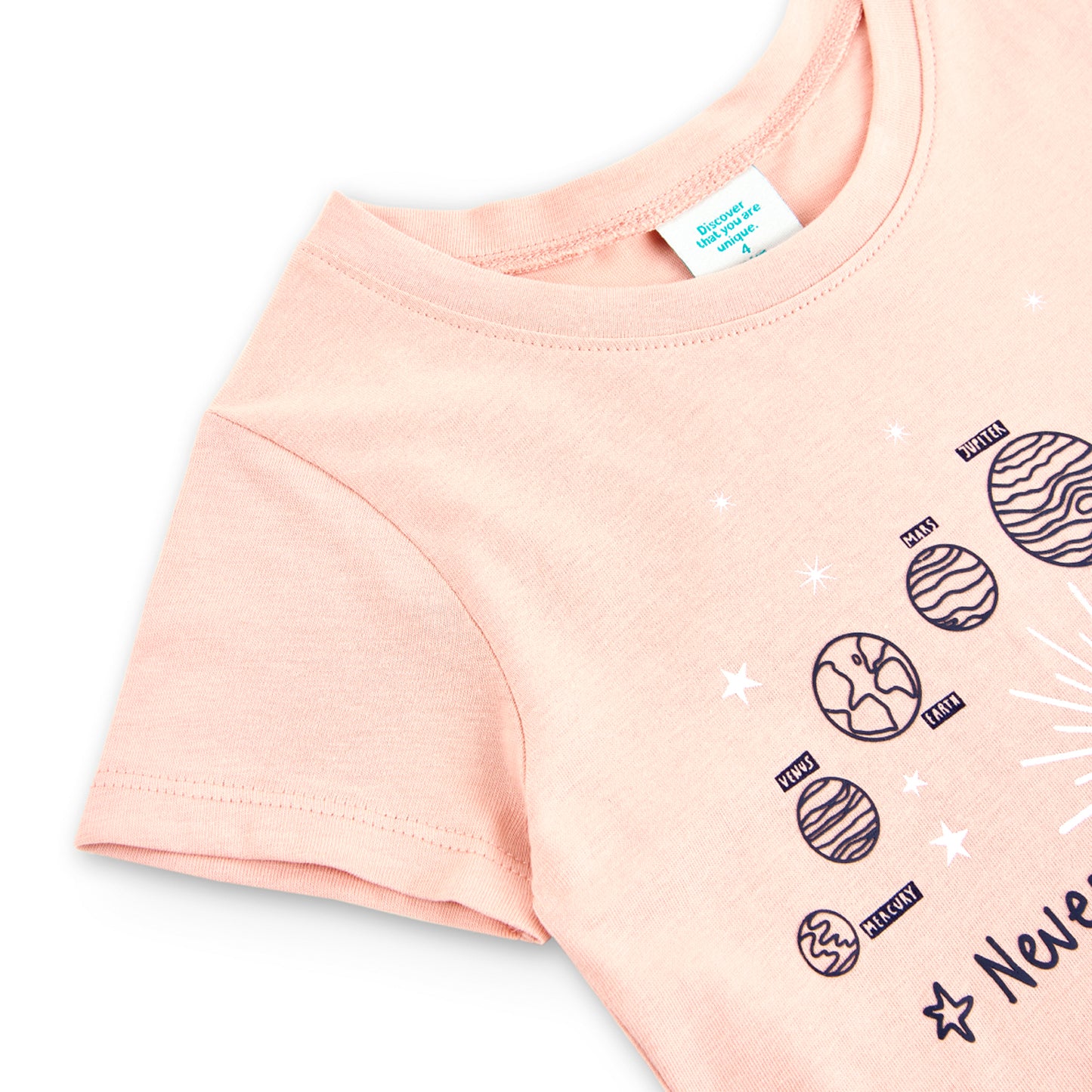 Blusa rosa manga corta planetas niña jr