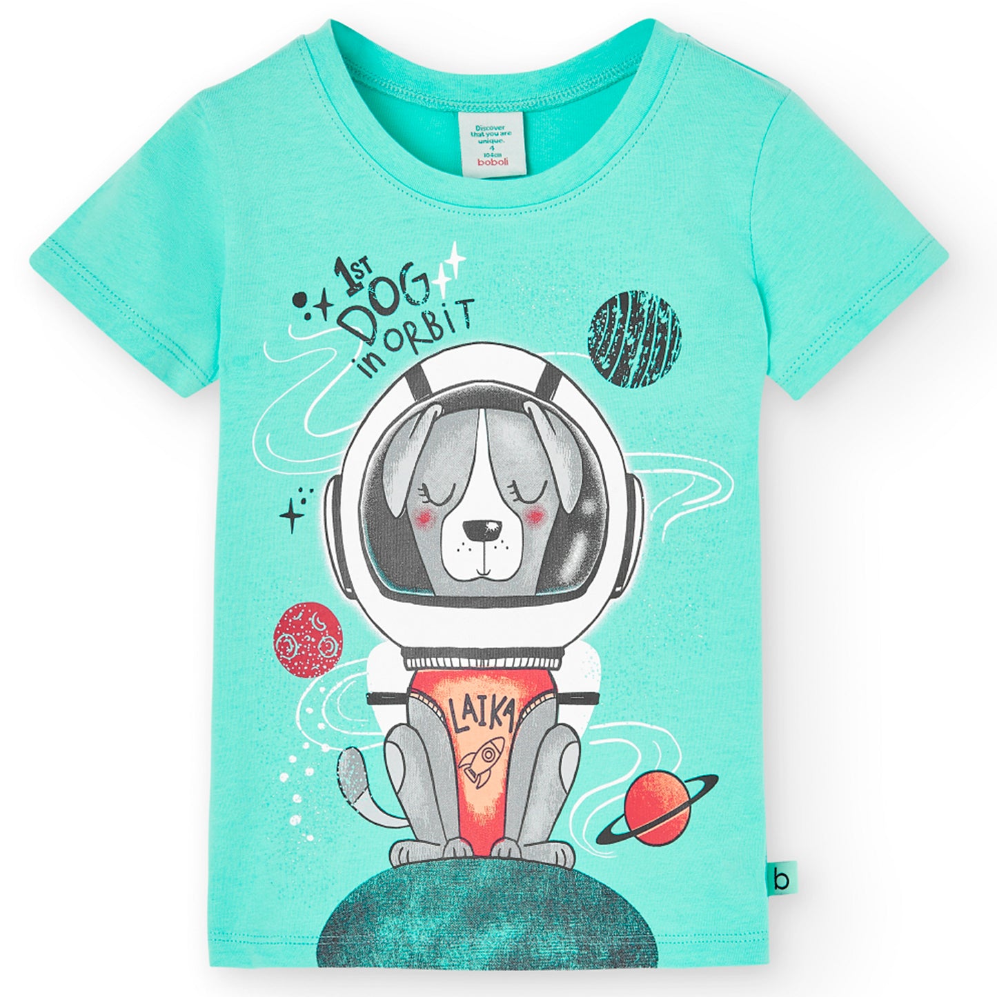 Blusa azul manga corta Dog in Orbit niña jr