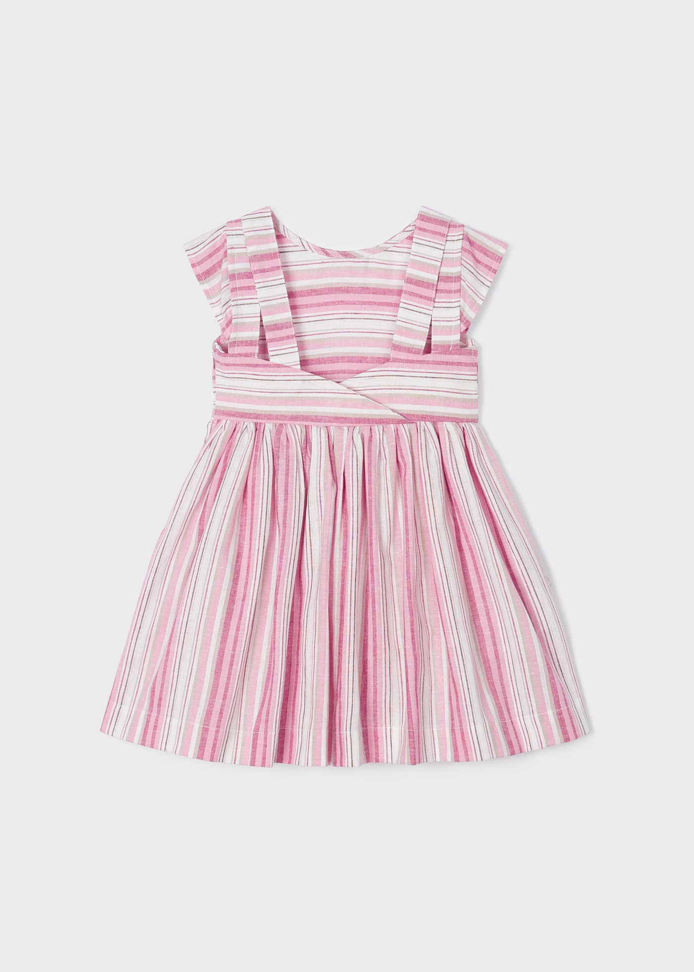 Vestido rosa estampado de lino para mini niña