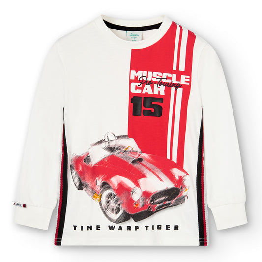 Playera manga larga auto rojo niño jr