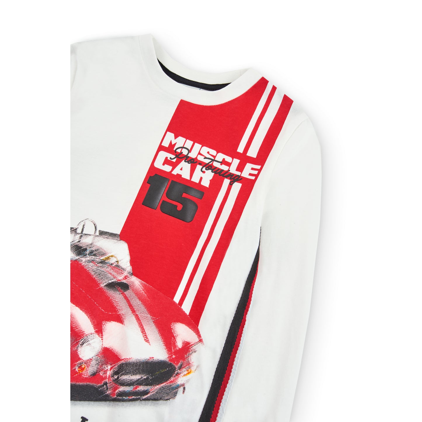 Playera manga larga auto rojo niño jr