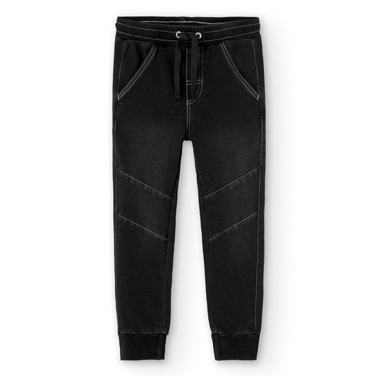 Pantalón felpa denim stretch negro niño jr