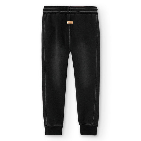 Pantalón felpa denim stretch negro niño jr