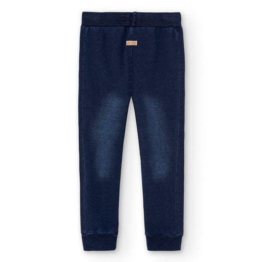 Pantalón felpa denim stretch azul niño jr