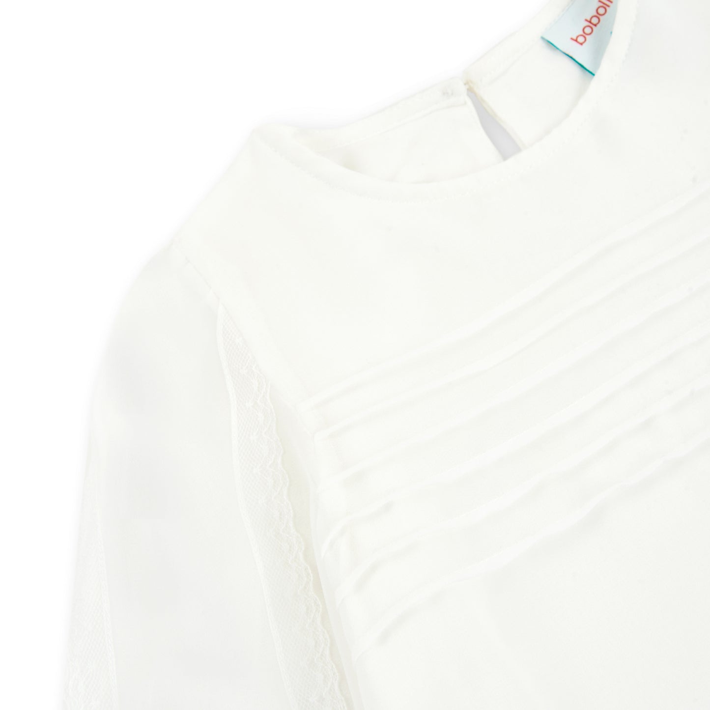 Blusa blanca gasa con encaje niña jr