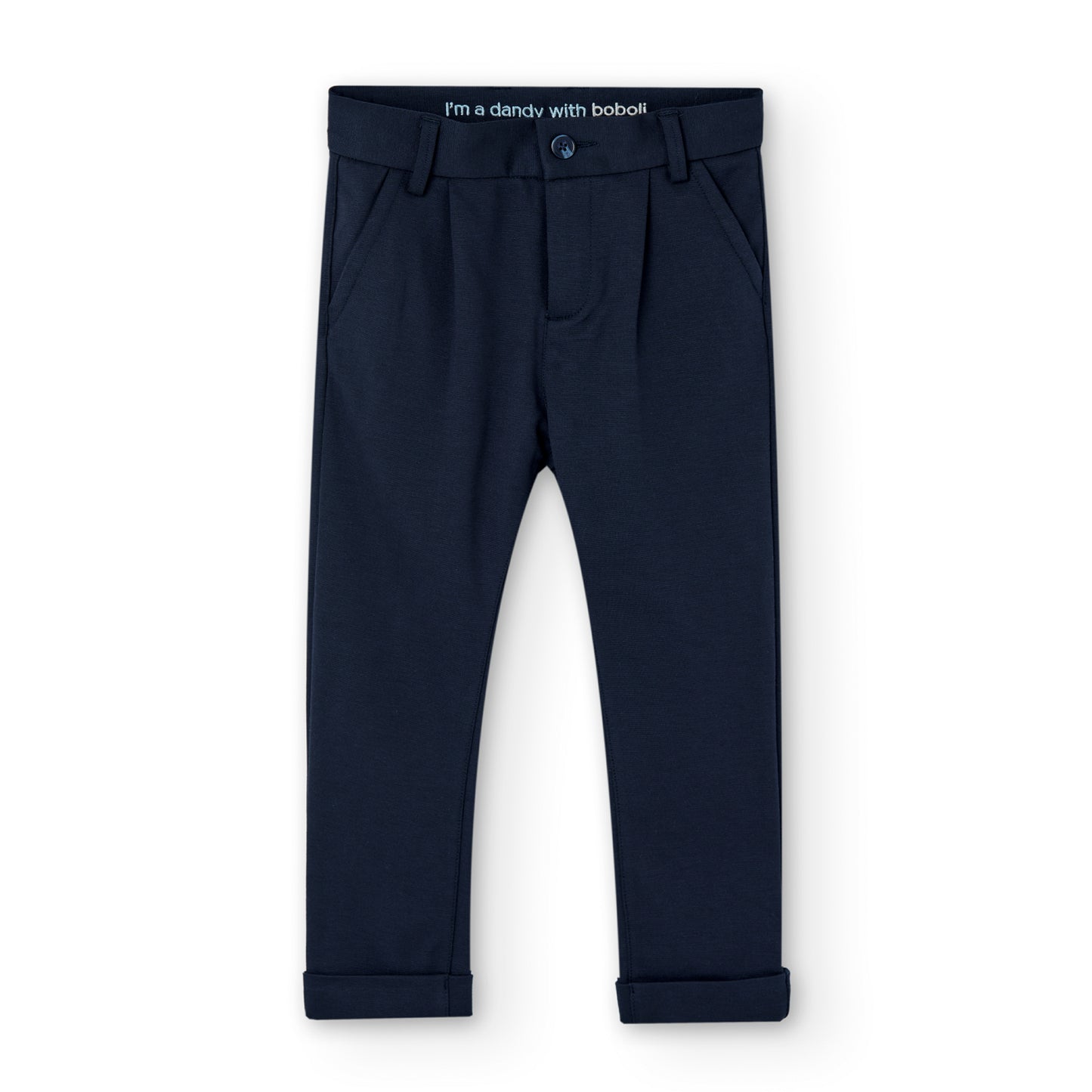 Pantalón satén stretch azul marino niño jr