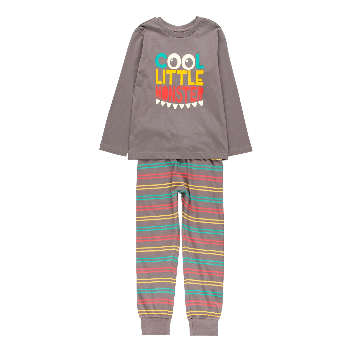 Pijama gris rayas stretch niño jr