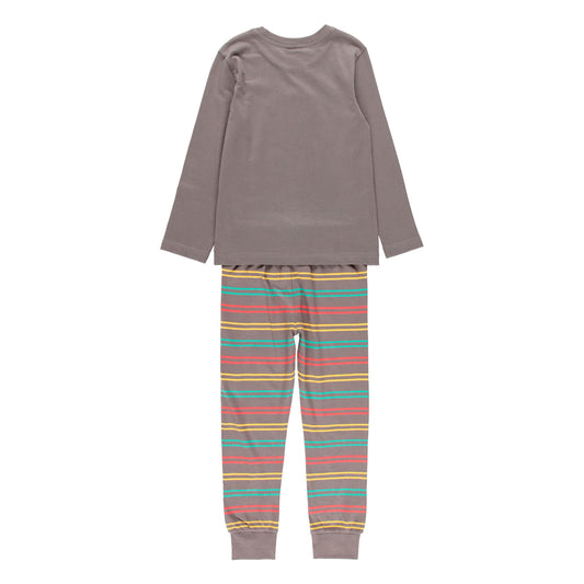 Pijama gris rayas stretch niño jr