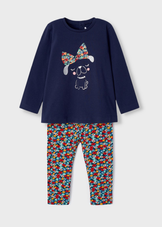 Conjunto de leggings con playera manga larga azul ECOFRIENDS bebé niña