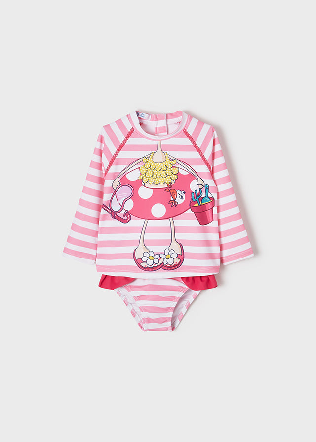 Conjunto traje de baño playera protección solar bebé niña