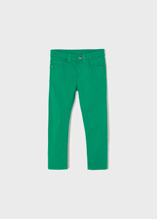 Pantalón verde sarga slim fit largo mini niño