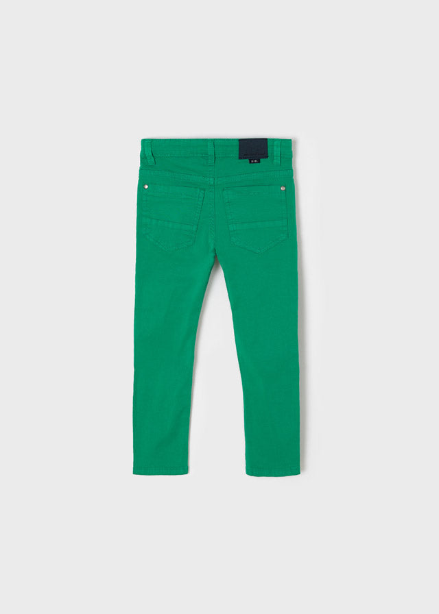 Pantalón verde sarga slim fit largo mini niño