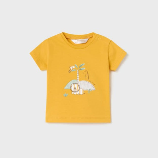 Playera amarilla con motivo estampado de algodón NB niño