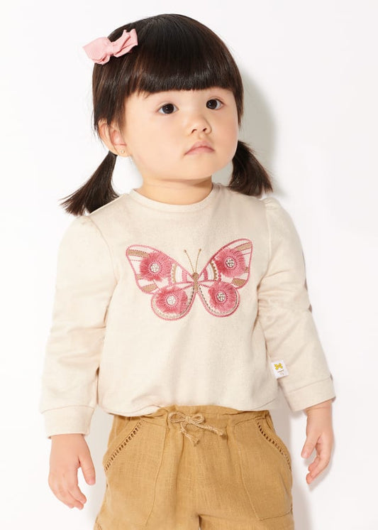 Sudadera beige de algodón para bebé niña